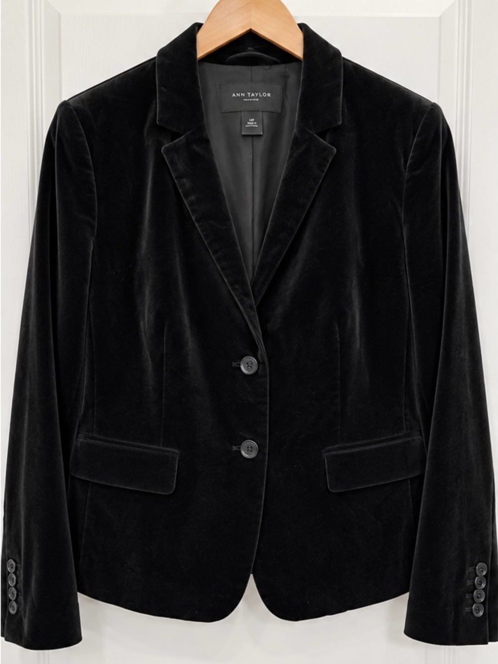 Ann Taylor Black Velvet Tailored Blazer